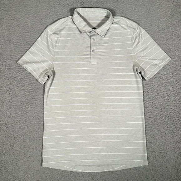 Lululemon Shirt Mens Small Gray Evolution Polo Casual‎ Preppy Stretch Golf Logo - Picture 1 of 9